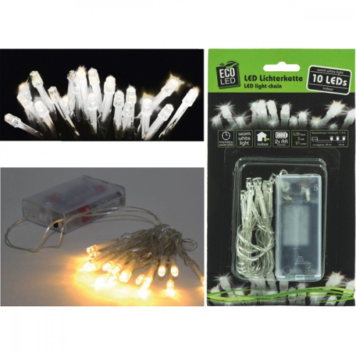 DEKORAČNÍ ŘETĚZ S LED OSVĚTLENÍM ŽLUTÉHO ODSTÍNŮ (117CM, 10 LED SVĚTEL)