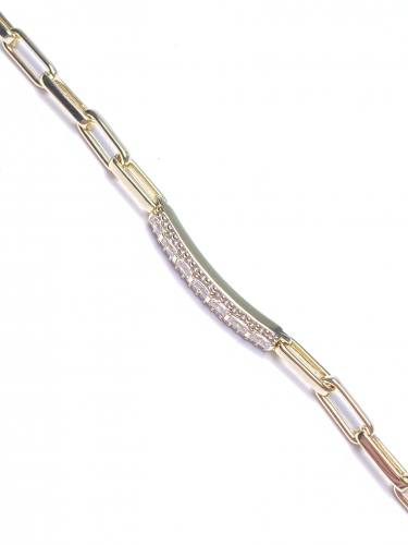 DESIGNOVÝ NÁRAMEK ANKER V BARVĚ 14K ZLATA S KRYSTALOVOU DESTIČKOU (18 - 21CM)