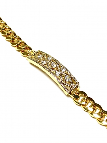 LUXUSNÍ MASIVNÍ NÁRAMEK S ORIGINÁLNÍ KRYSTALOVOU OZDOBOU - BARVA 14K ZLATA