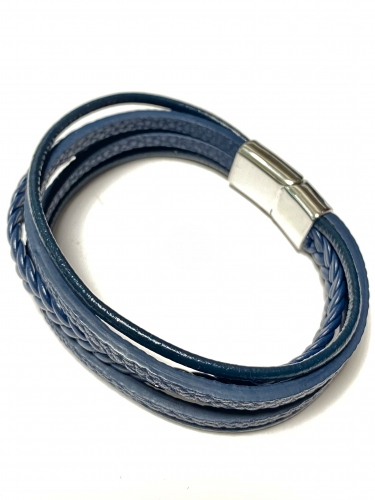 KOŽENKOVÝ NÁRAMEK TMAVĚ MODRÉ BARVY S MAGNETICKÝM ZAPÍNÁNÍM (23CM)