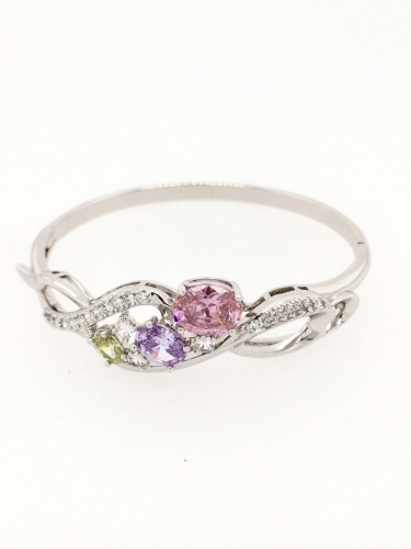 NÁRAMEK V BARVĚ BÍLÉHO ZLATA S MULTICOLOR KRYSTALY (17,5CM)