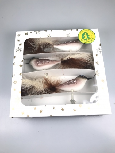 VÁNOČNÍ SADA - PTÁČEK HNĚDÝ (SKŘIPEC) - TRADIČNÍ ČESKÁ VÝROBA (3KS)