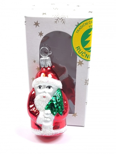 VÁNOČNÍ OZDOBA - SANTA - RUČNÍ VÝROBA, SKLENĚNÁ