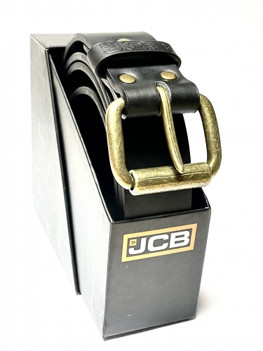PÁNSKÝ PÁSEK JCB KOŽENÝ - ČERNÝ (DÁRKOVÉ BALENÍ)