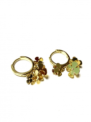 KRUHOVÉ NÁŠNICE S VISACÍMI HLADKÝMI ČTYŘLÍSTKY V BARVĚ 14K ZL. (2,3CM)
