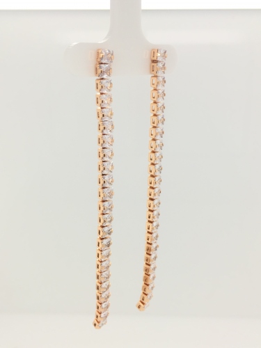 DLOUHÉ VISACÍ NÁUŠNICE  SE ZIRKONY(CZ) V BARVĚ 18K ZLATA (7,5CM)
